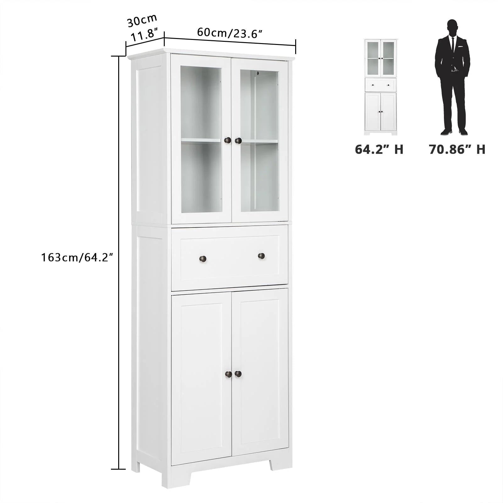 Ktaxon 64" Tall Bathroom Storage Cabinet Organizer, Freestanding Kitchen Pantry Cabinet Line Tower with 2 - Product image 7