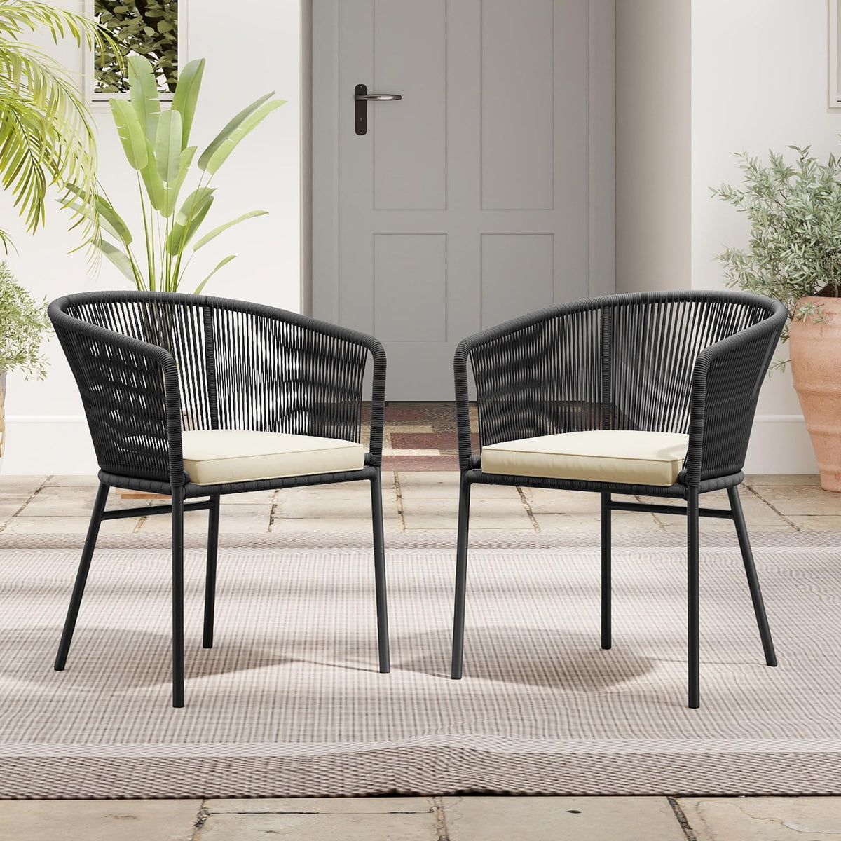 Tangkula Patio Chairs Set of 4 Upholstered Accent Chairs w/Curved Backrest - Product image 9