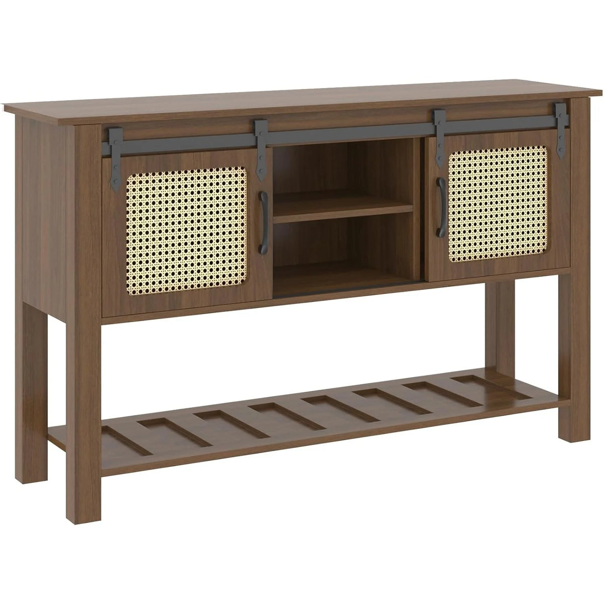 AECOJOY Buffet Cabinet, Coffee Bar Storage Cabinet, 46'' Coffee Bar Table with Rattan Sliding Barn Door - Product image 1