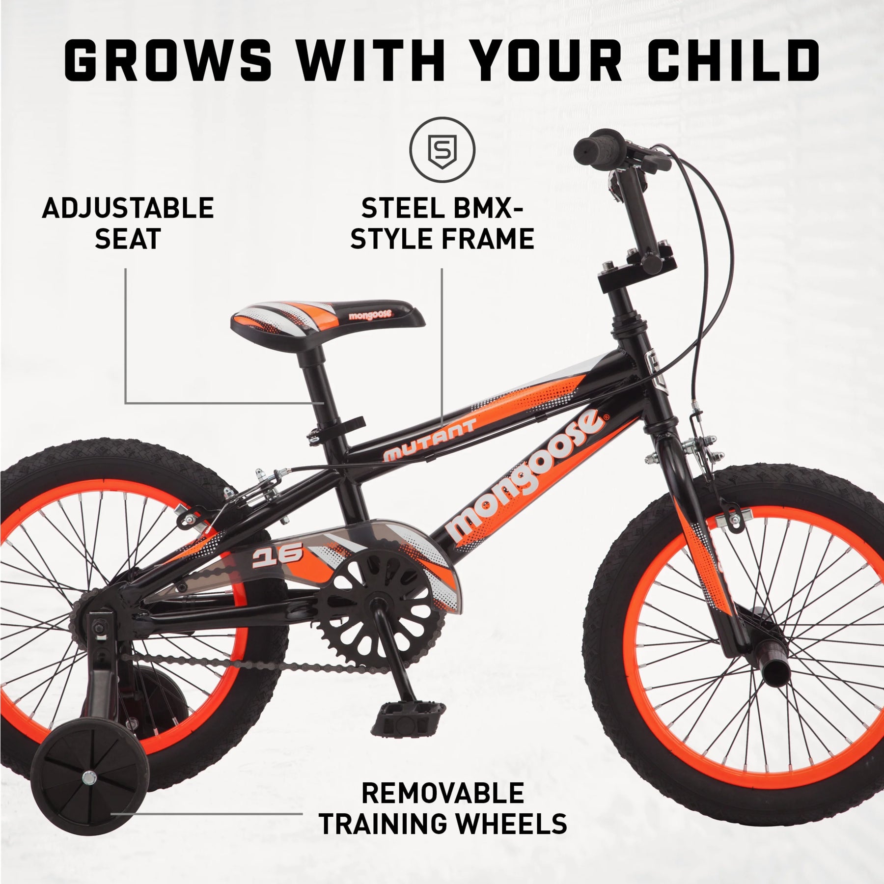 16" Mutant Kid'S BMX Bike, Ages 3 - 5, Black & Orange - Product image 4