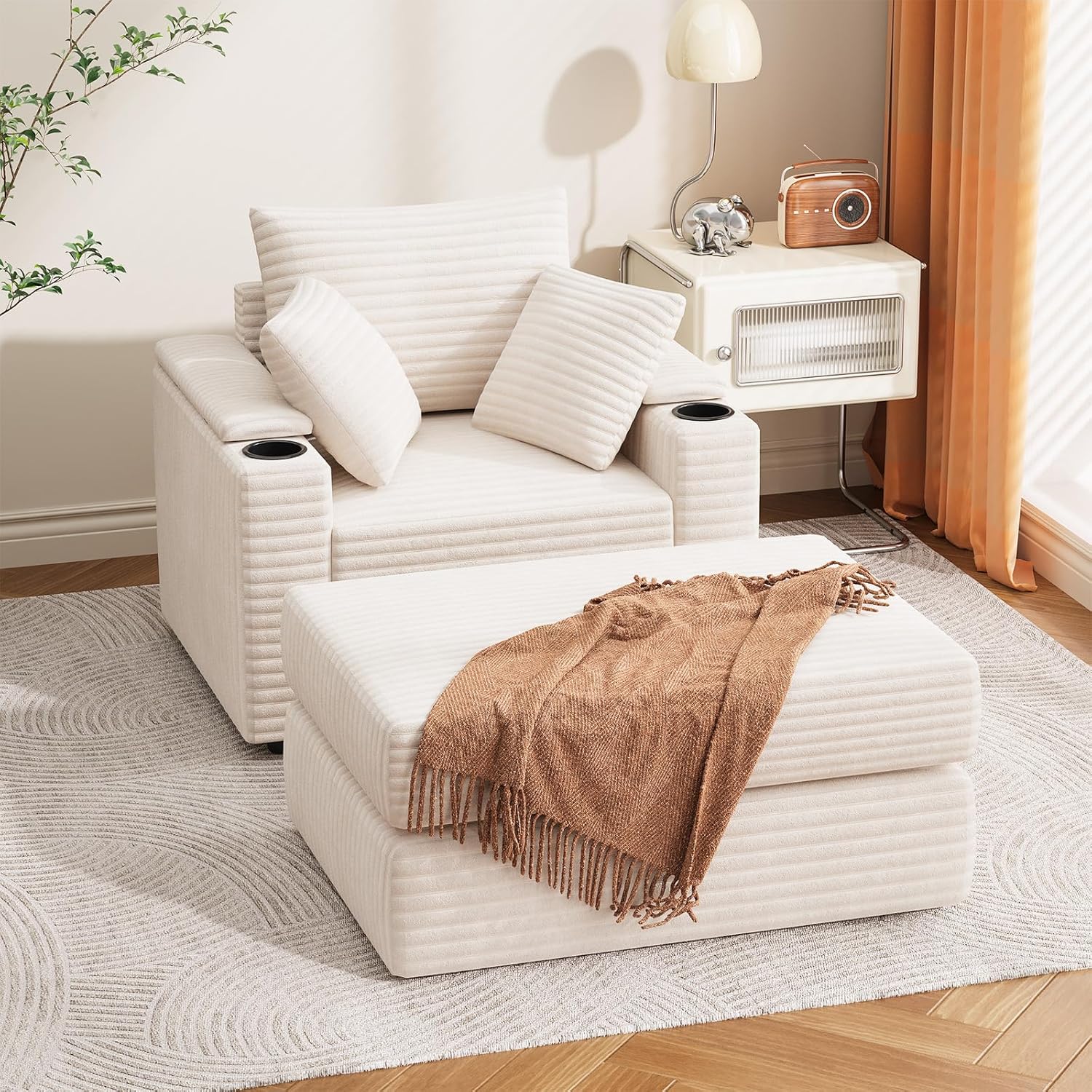 AECOJOY Chaise Lounge Chair Indoor, Oversized Sleeper Chair with Ottoman, Comfy Reading Sofa Armchair - Product image 17
