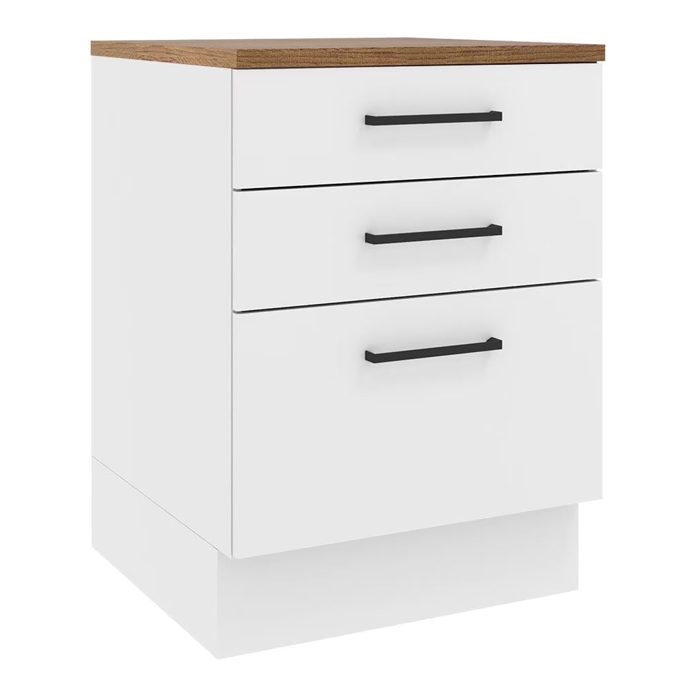 Madesa Hazel Kitchen Storage Base Cabinet with 3 Drawers 23 in Wide Engineered Wood Painted Finish Floor - Product image 1
