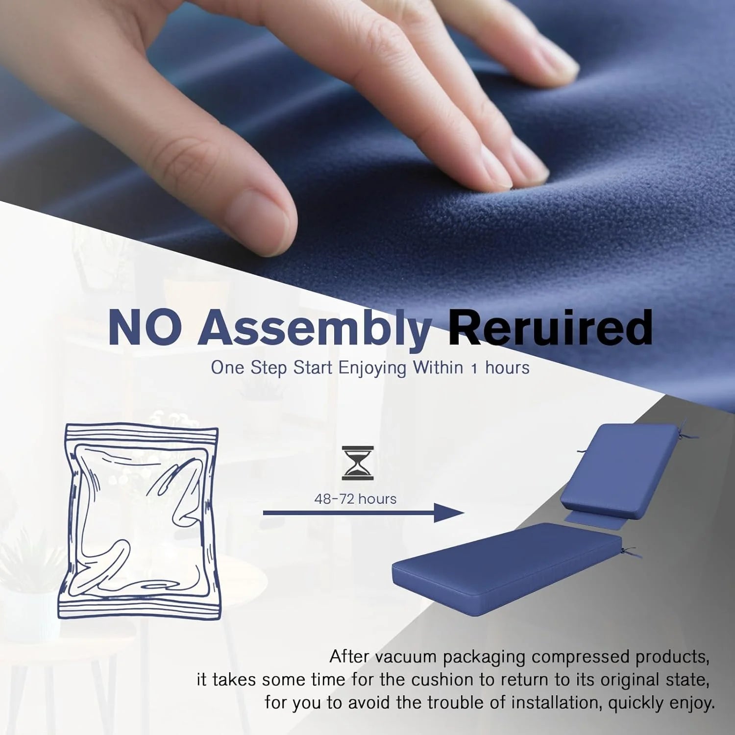 AECOJOY Chaise Lounge Cushions Outdoor Set of 2, 72x21x3 Inch Lounge Chair Cushion - Product image 7