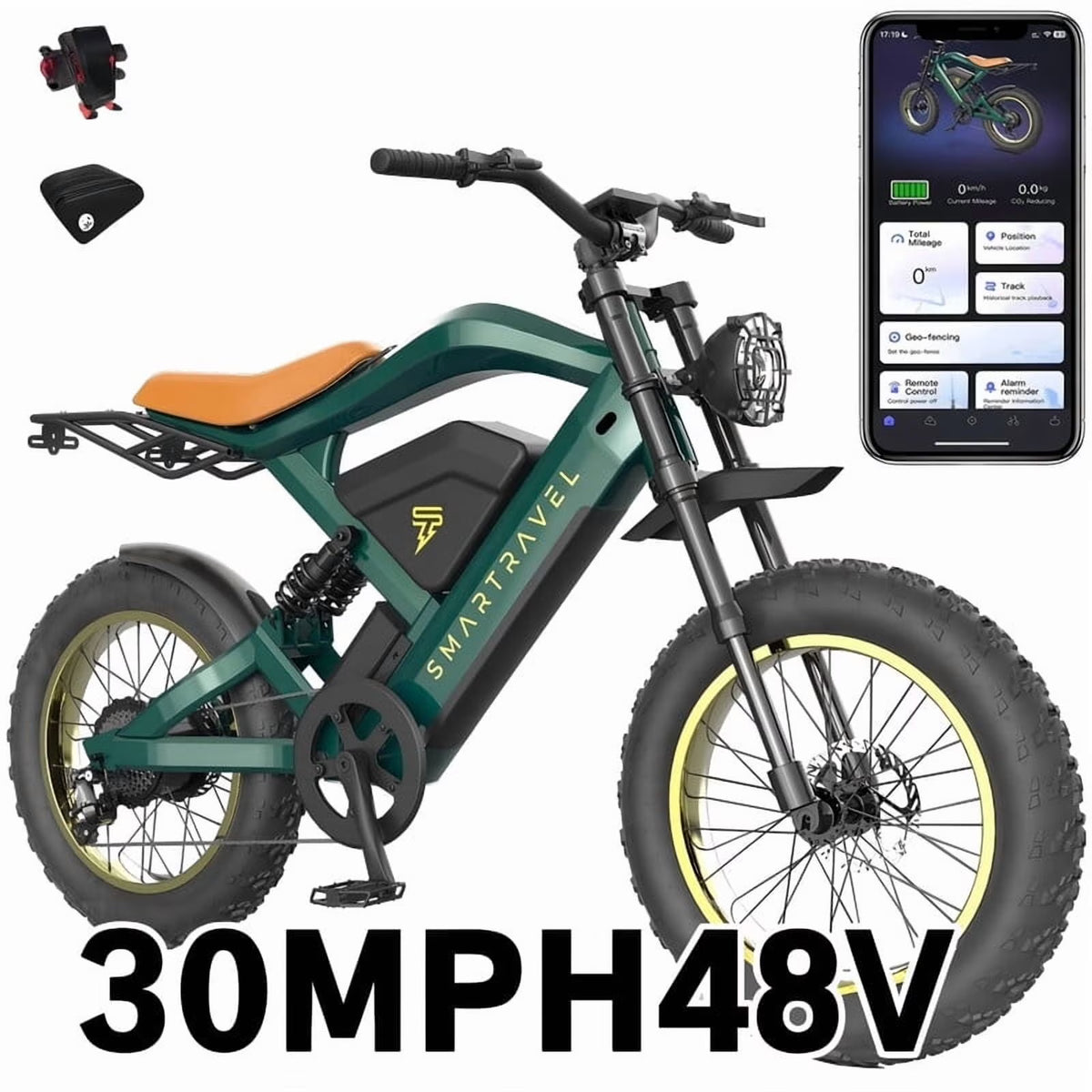 3000W(Peak) Motor 35MPH SMARTRAVEL ST202 Electric Dirt Bike for Adults, 52V50AH Dual Battery Ebike - Product image 5