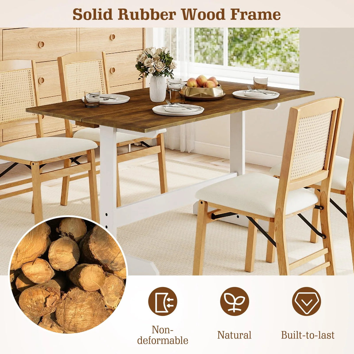 Tangkula 55 Inch Dining Table for 4-6 People Rectangular Kitchen Table with Solid Wood Trestle Base - Product image 6