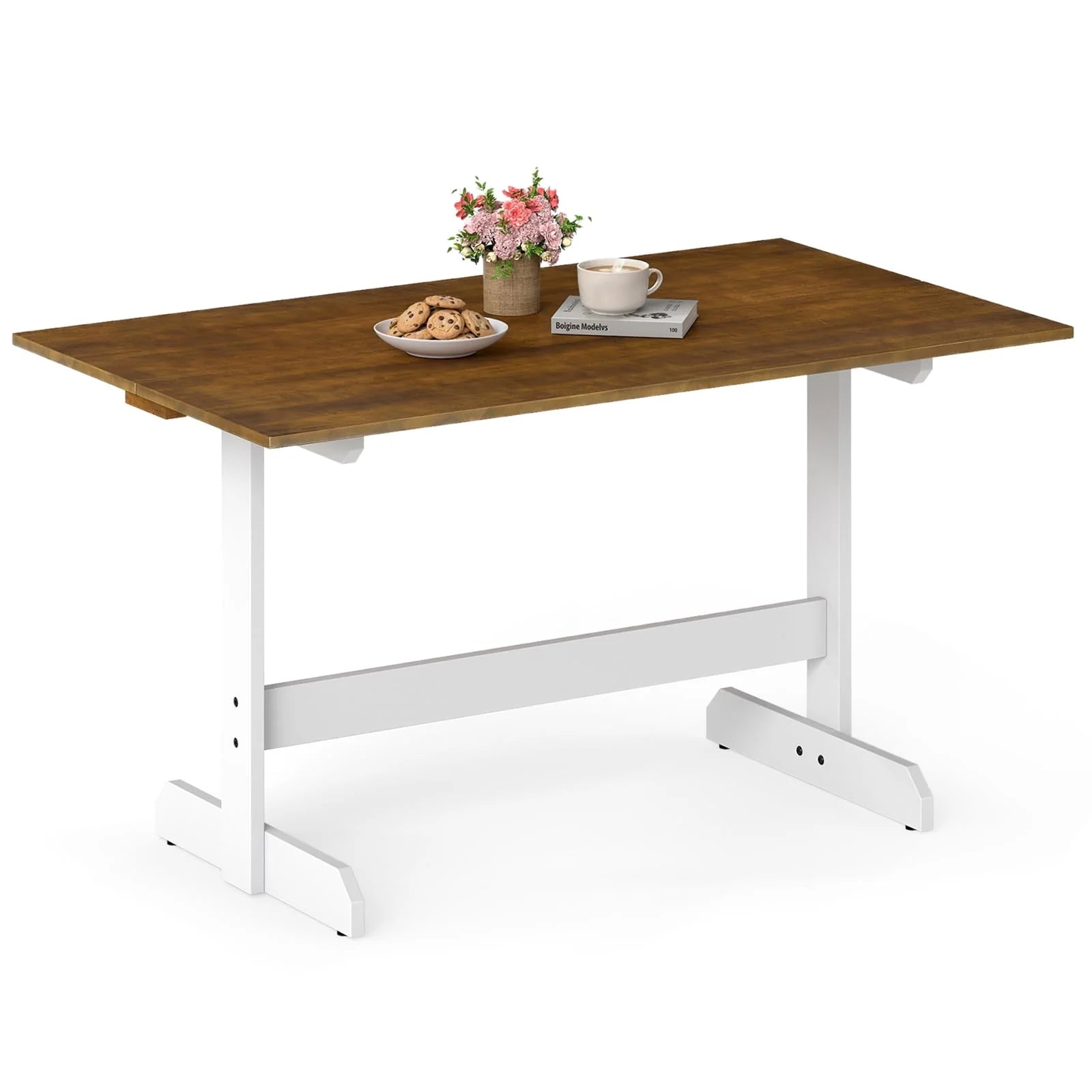 Tangkula 55 Inch Dining Table for 4-6 People Rectangular Kitchen Table with Solid Wood Trestle Base - Product image 9