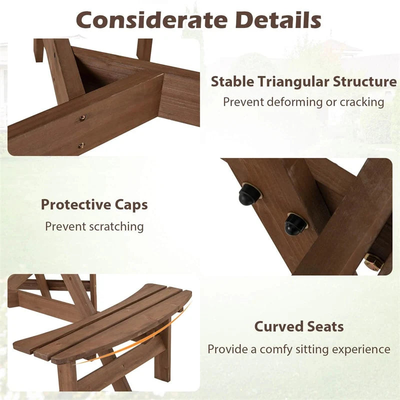 6-Person Round Wood Picnic Table Set with 3 Built-in Benches & 2" Umbrella Hole, Holds 1850 LBS - Product image 8