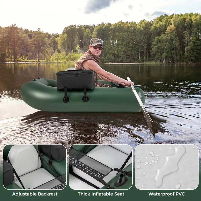 Inflatable Fishing Float Tube with 2 Large Storage Pockets, Angling Base, 20" Fish Ruler & 4 Motor Buckles - Product image 9