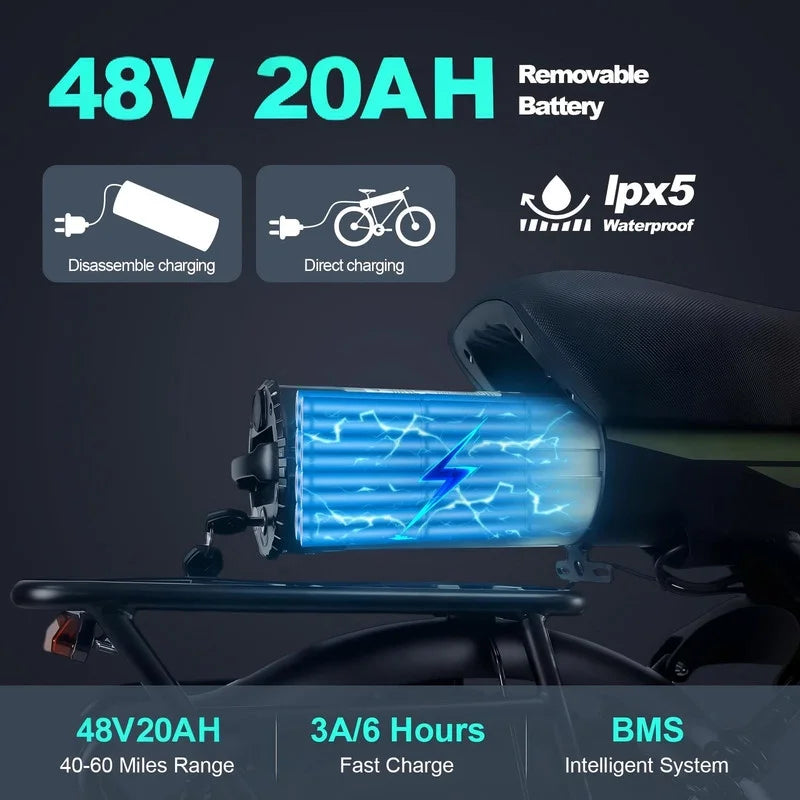 3000W(Peak) Motor 35MPH SMARTRAVEL ST202 Electric Dirt Bike for Adults, 52V50AH Dual Battery Ebike - Product image 23