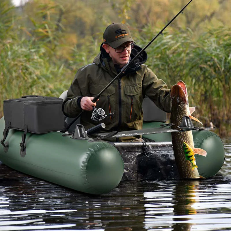 Inflatable Fishing Float Tube with 2 Large Storage Pockets, Angling Base, 20" Fish Ruler & 4 Motor Buckles - Product image 2