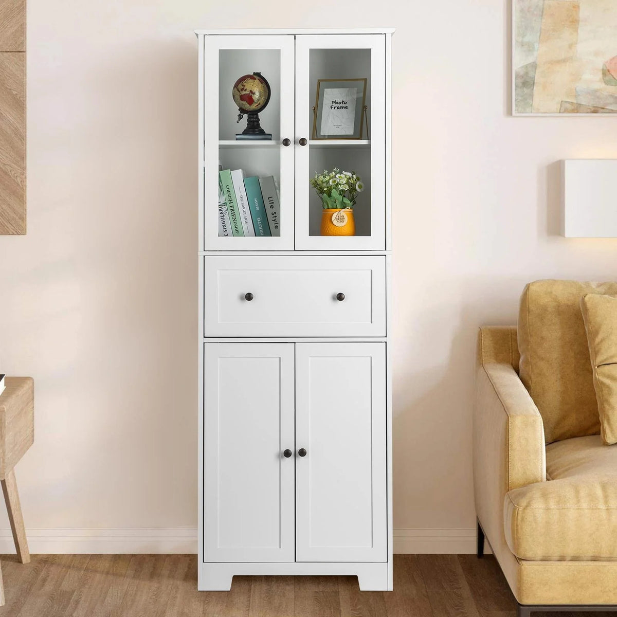 Ktaxon 64" Tall Bathroom Storage Cabinet Organizer, Freestanding Kitchen Pantry Cabinet Line Tower with 2 - Product image 10