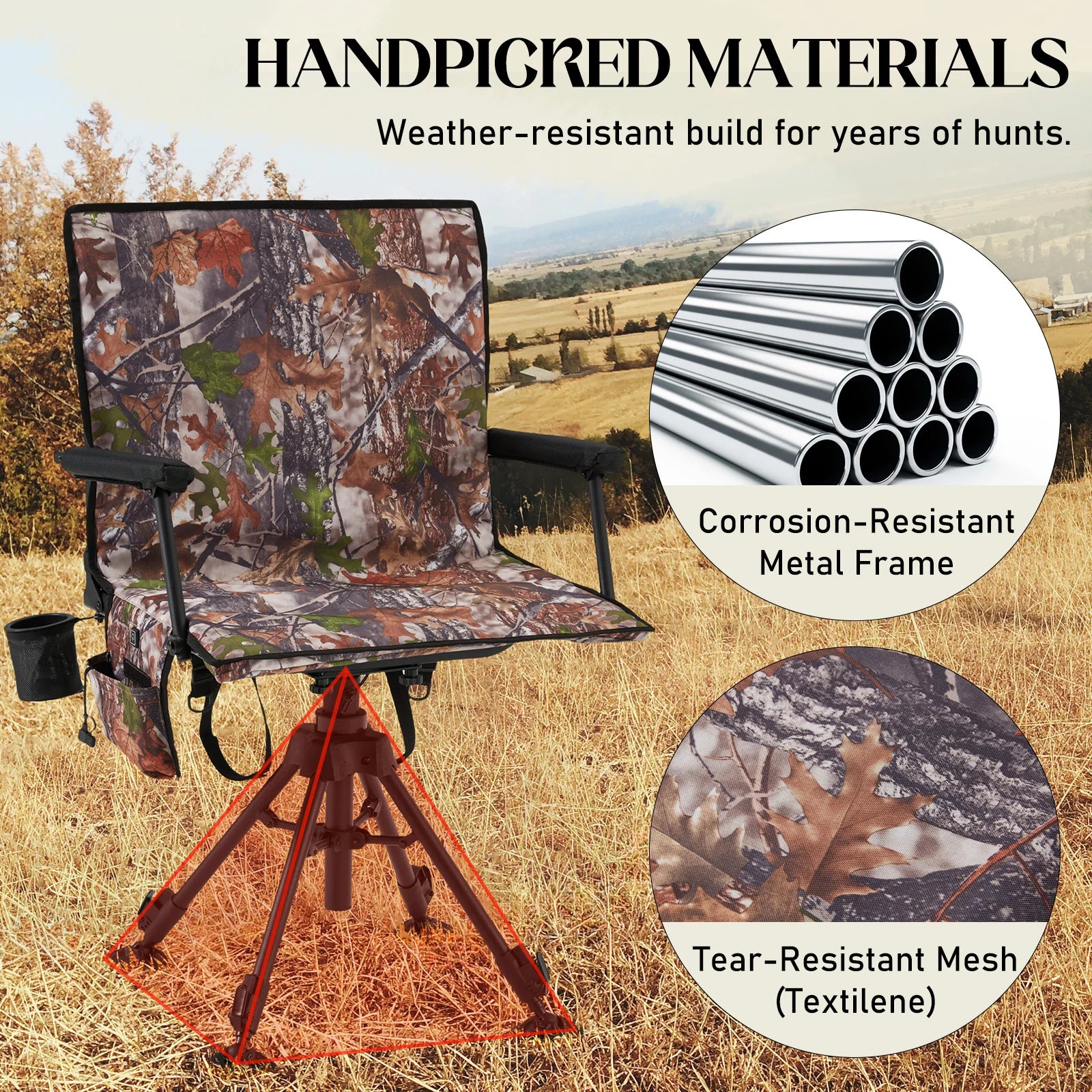 AECOJOY Heated Hunting Chair, Camouflage Pattern, Foldable Design for Cold Weather Outdoor Sports - Product image 7
