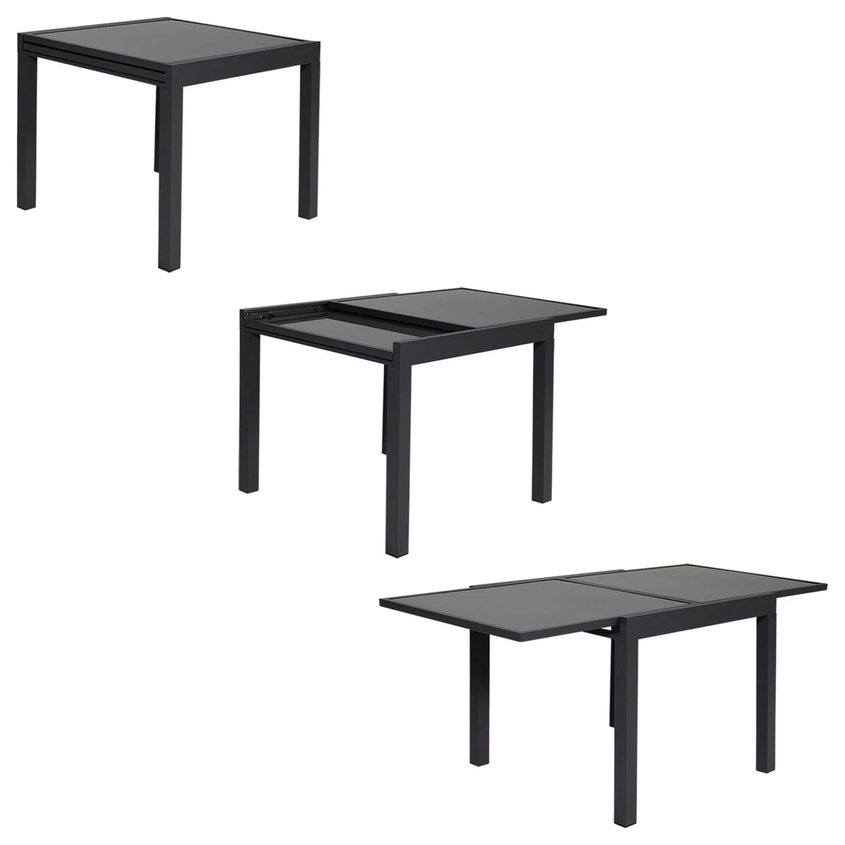 LAMPEDUSA extendable garden furniture in gray textilene 8 places - anthracite aluminum -