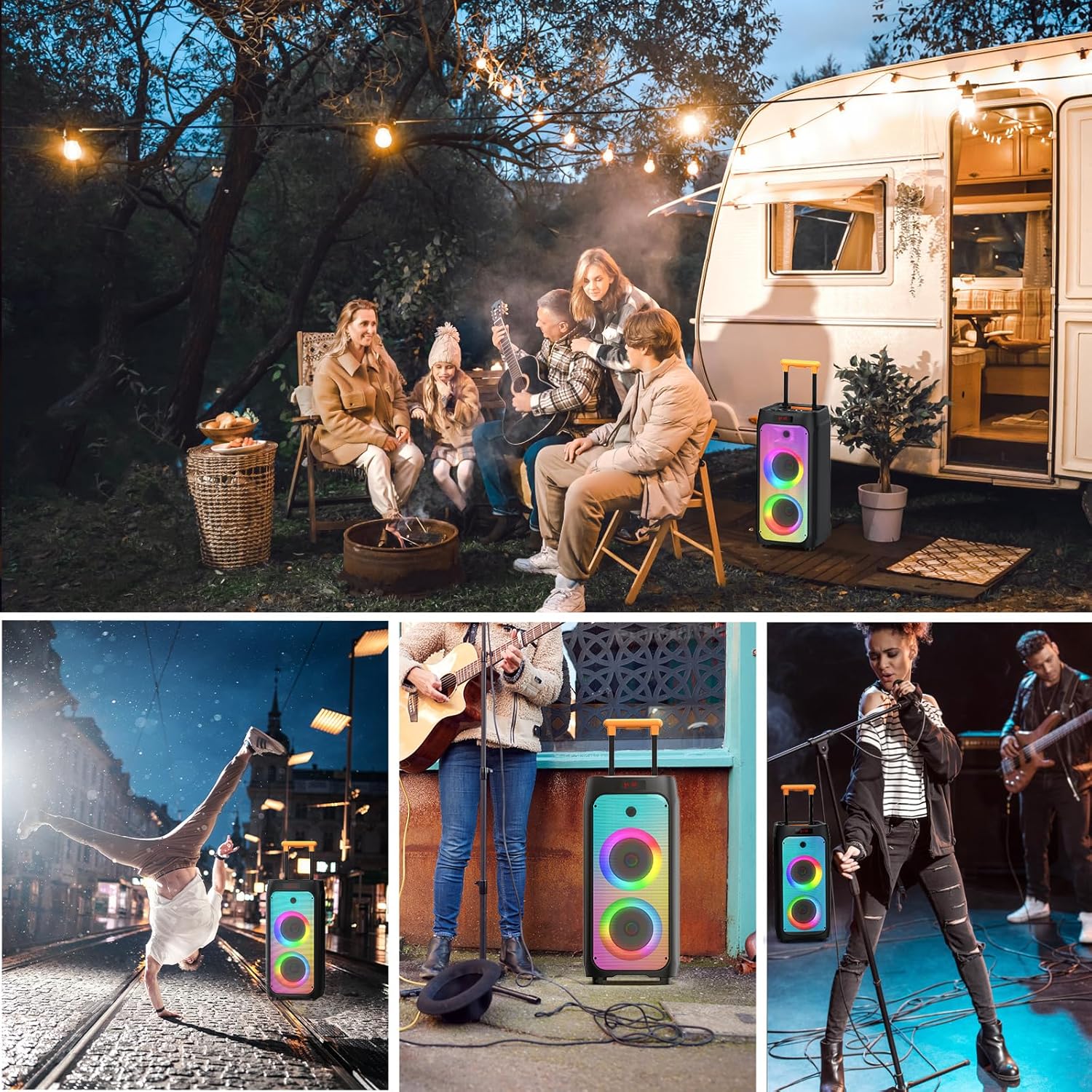 JYX Karaoke Machine for Adults, Portable Bluetooth Karaoke Speaker with 2 Wireless Microphones, Party Box Ideal for Family Gatherings/Outdoor Camping