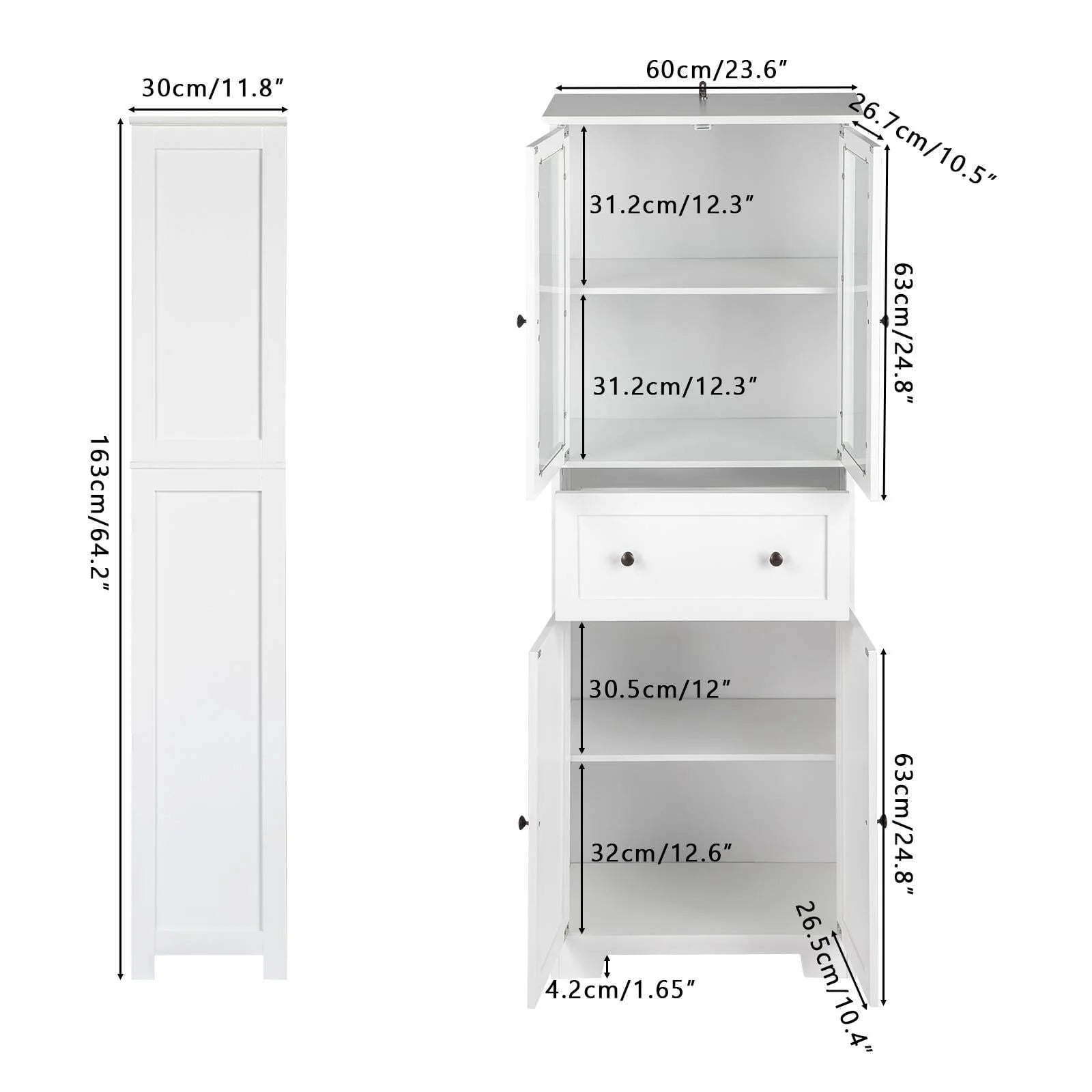 Ktaxon 64" Tall Bathroom Storage Cabinet Organizer, Freestanding Kitchen Pantry Cabinet Line Tower with 2 - Product image 8