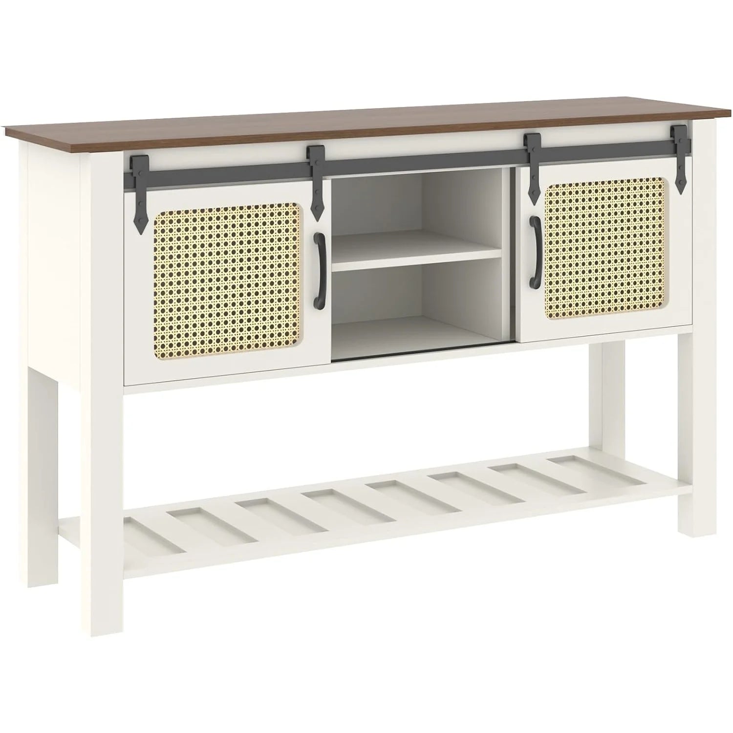 AECOJOY Buffet Cabinet, Coffee Bar Storage Cabinet, 46'' Coffee Bar Table with Rattan Sliding Barn Door - Product image 14