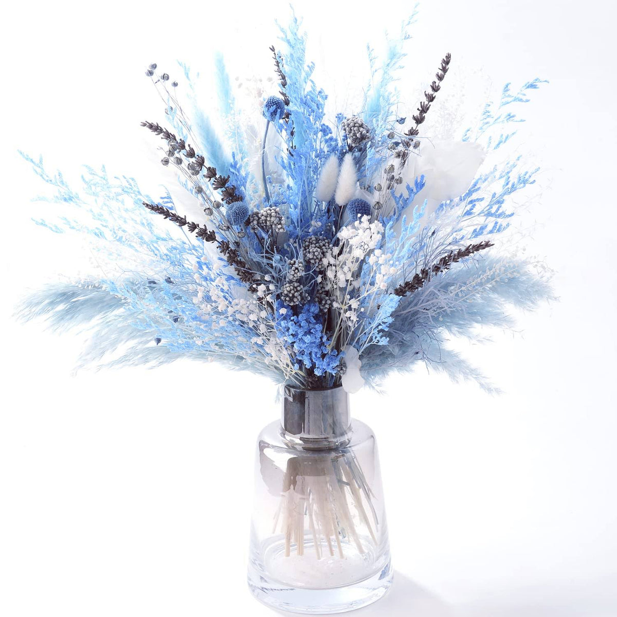 MUYEJI Natural Dried Pampas Grass Bouquet, Boho Home Decor Bouquet, Blue Pompas Grass Decor - Product image 1