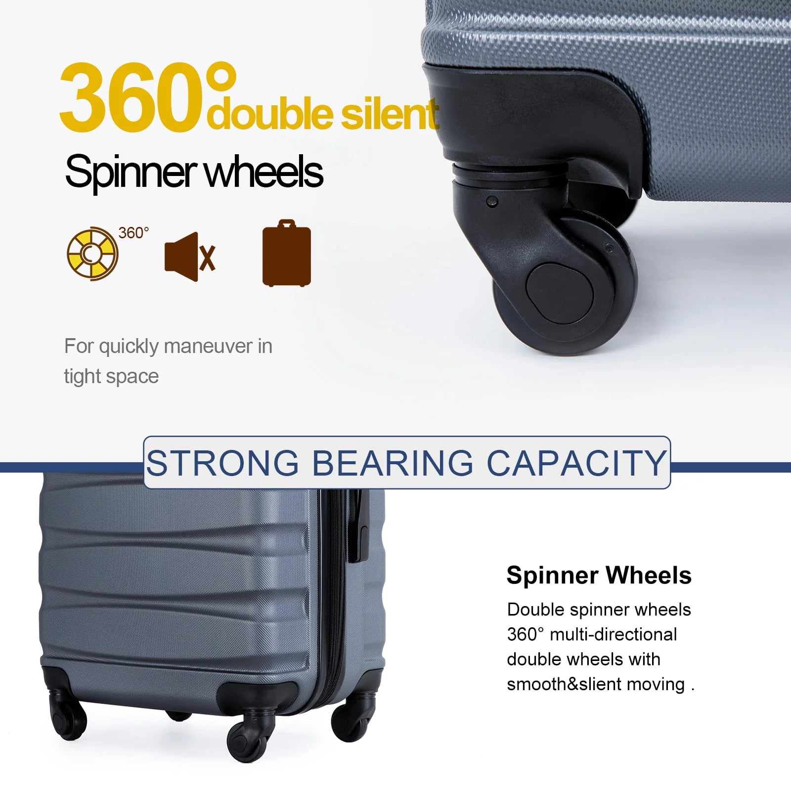 Travelhouse 3 Piece Luggage Set Expandable Hardshell Lightweight Suitcase with TSA Lock Spinner Wheels - Product image 3