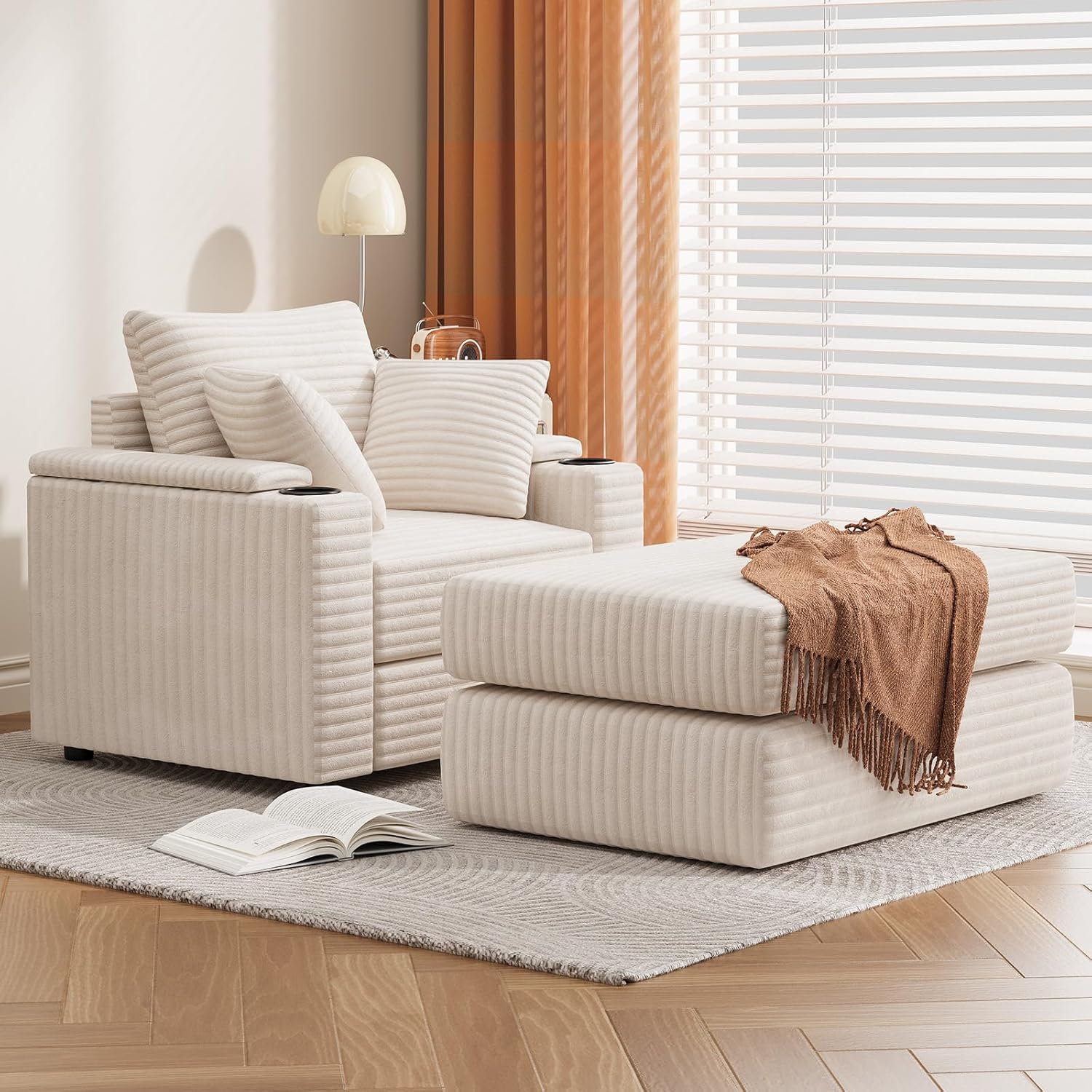 AECOJOY Chaise Lounge Chair Indoor, Oversized Sleeper Chair with Ottoman, Comfy Reading Sofa Armchair - Product image 18