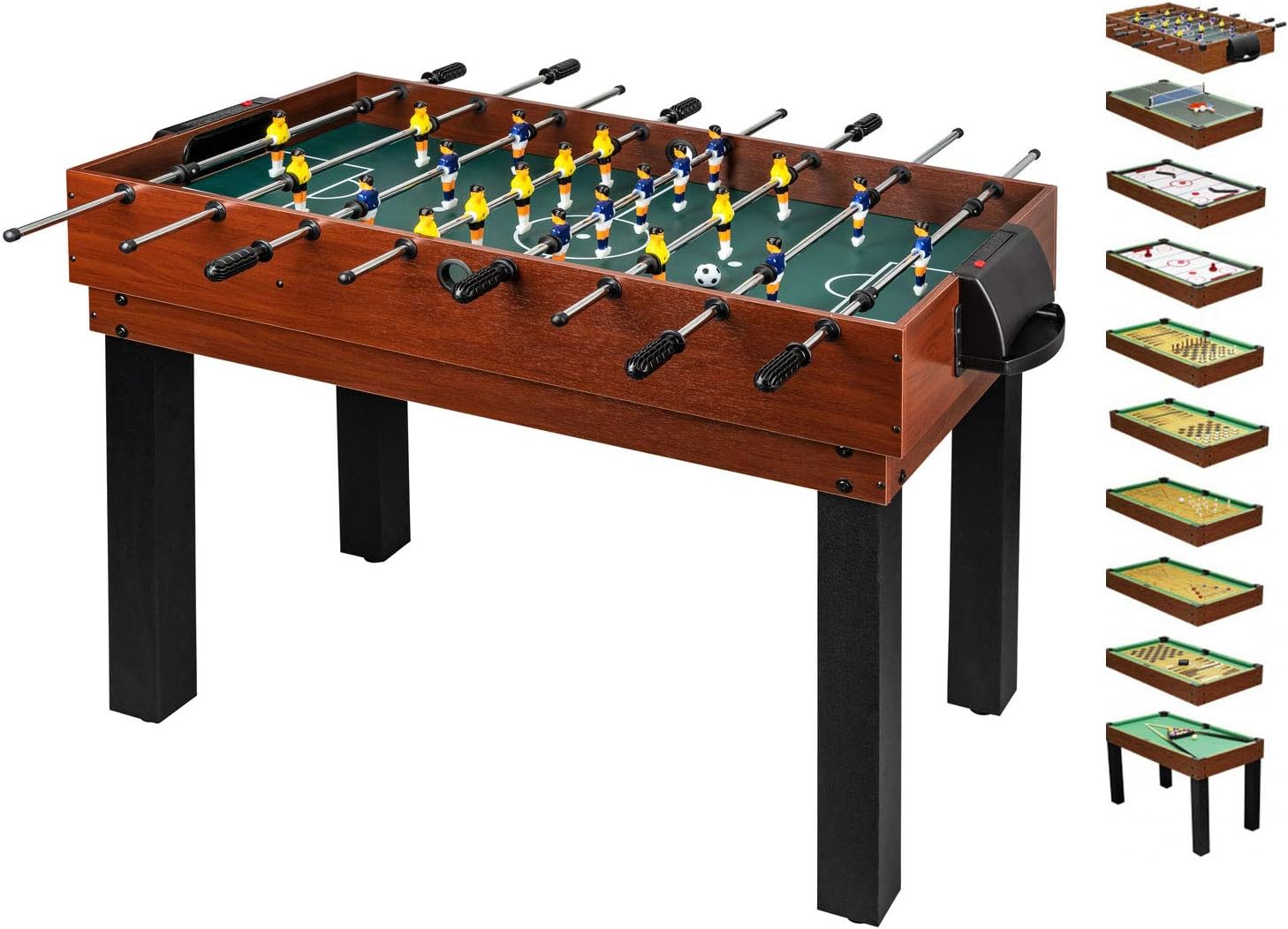 shelfmade Multifunction Games Table, Children's Table Football, Mini Wooden Table Football, Convertible Billiards, Mini Ping Pong Table - Adult Multigames Table - 10 Games in 1