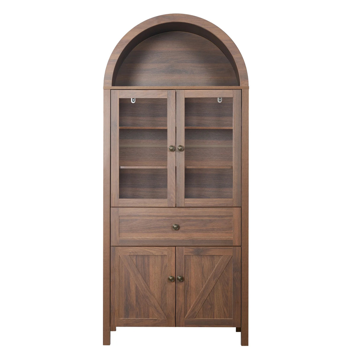 Lisonu 72" Arched Bookcase with Doors, Tall Dome Display Cabinet with Storage for Living Room or Home - Product image 16