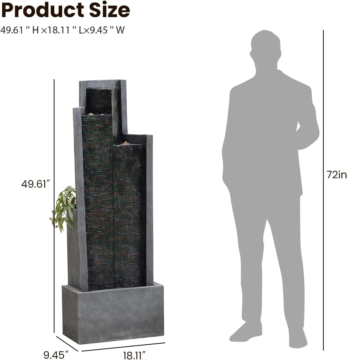 Outdoor Modern Waterfall Fountain Water Fall Fountains with LED Lights for Garden, Patio, Backyard, Deck - Product image 2