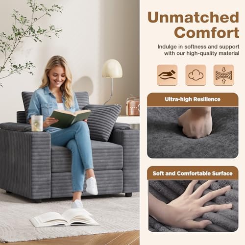 AECOJOY Chaise Lounge Chair Indoor, Oversized Sleeper Chair with Ottoman, Comfy Reading Sofa Armchair - Product image 7
