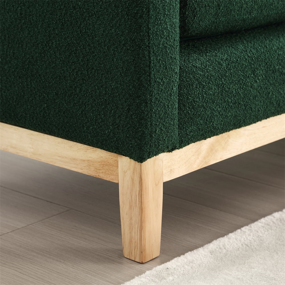 53.5"w Elegant Upholstered Bench with Wood Legs & Round Pillows, Comfy Boucle Fabric Footrest with Arms - Product image 17