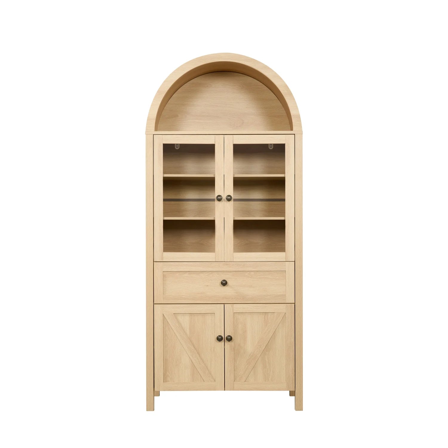 Lisonu 72" Arched Bookcase with Doors, Tall Dome Display Cabinet with Storage for Living Room or Home - Product image 6