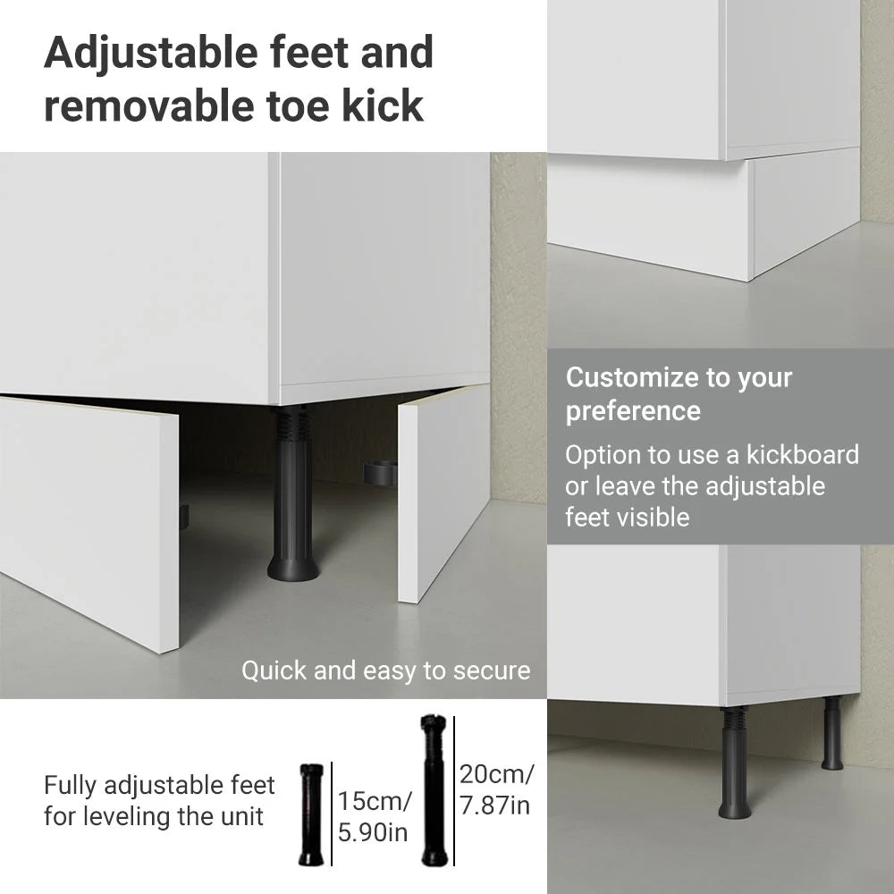Madesa Hazel Kitchen Storage Base Cabinet with 3 Drawers 23 in Wide Engineered Wood Painted Finish Floor - Product image 8