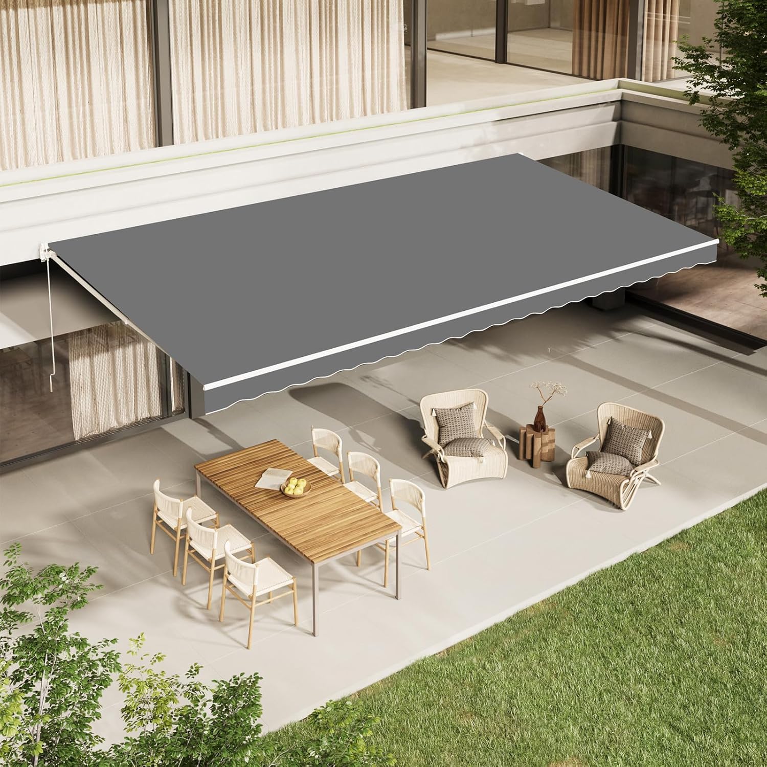 AECOJOY 20'x10' Manual Retractable Awning Sun Shade, Patio Awning Canopy - Product image 5