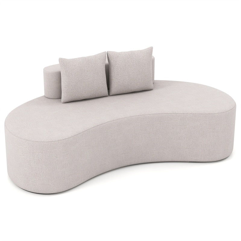 78.5" Upholstered Curved Sofa Couch w/ 2 Cozy Pillows, Low Backrest, Sponge Padded Seat, No Assembly Modern Floor Couch for Living Room Bedroom