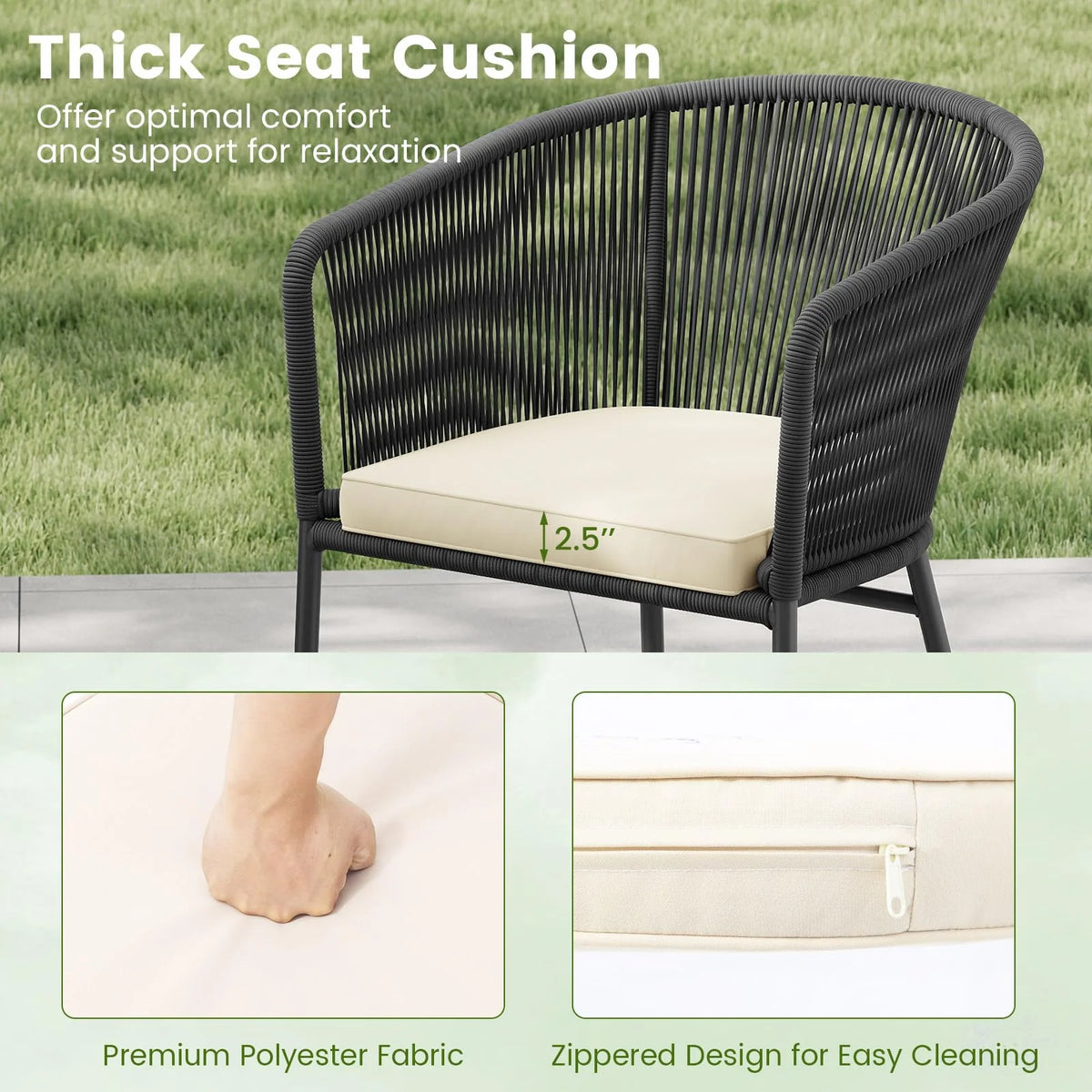 Tangkula Patio Chairs Set of 4 Upholstered Accent Chairs w/Curved Backrest - Product image 7