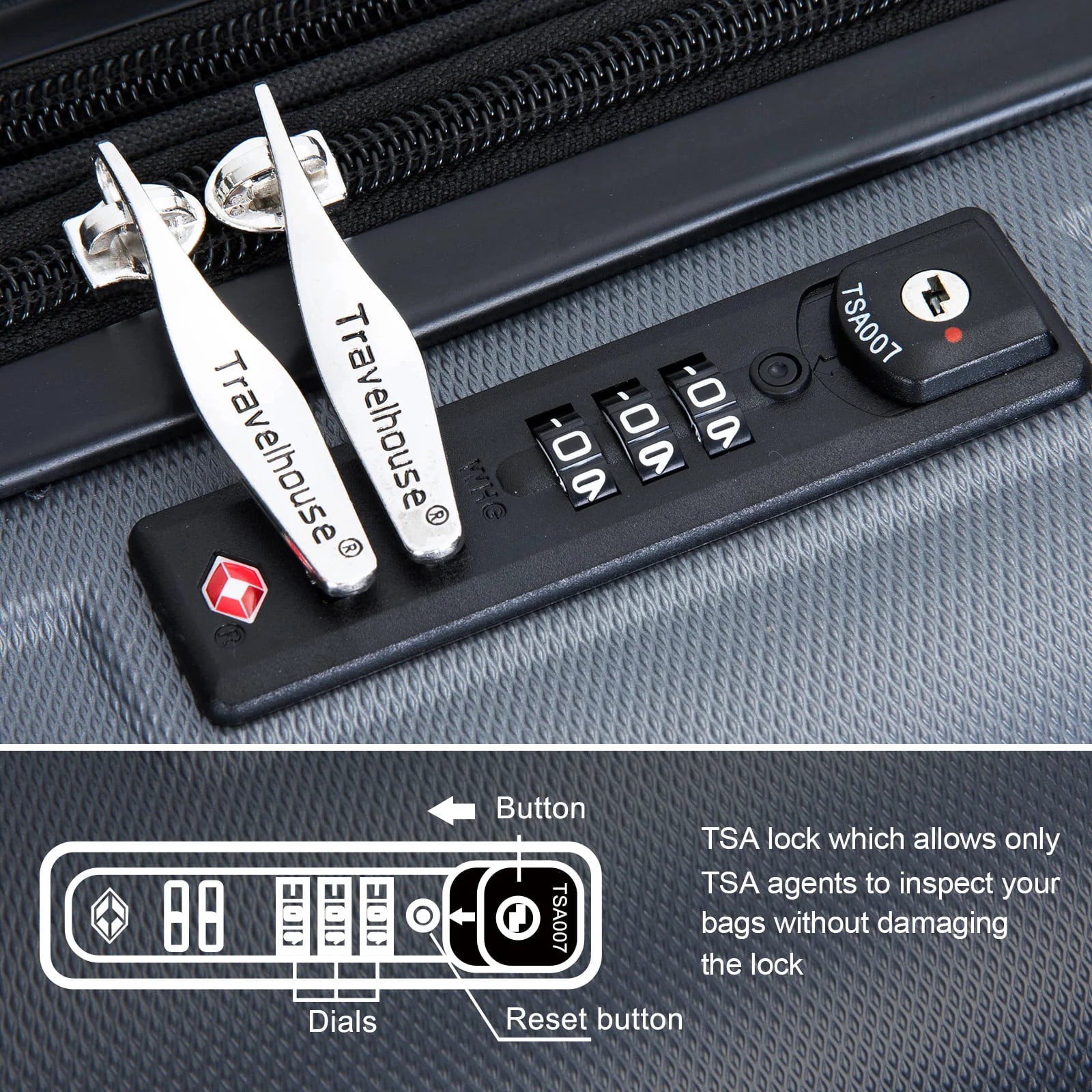 Travelhouse 3 Piece Luggage Set Expandable Hardshell Lightweight Suitcase with TSA Lock Spinner Wheels - Product image 10
