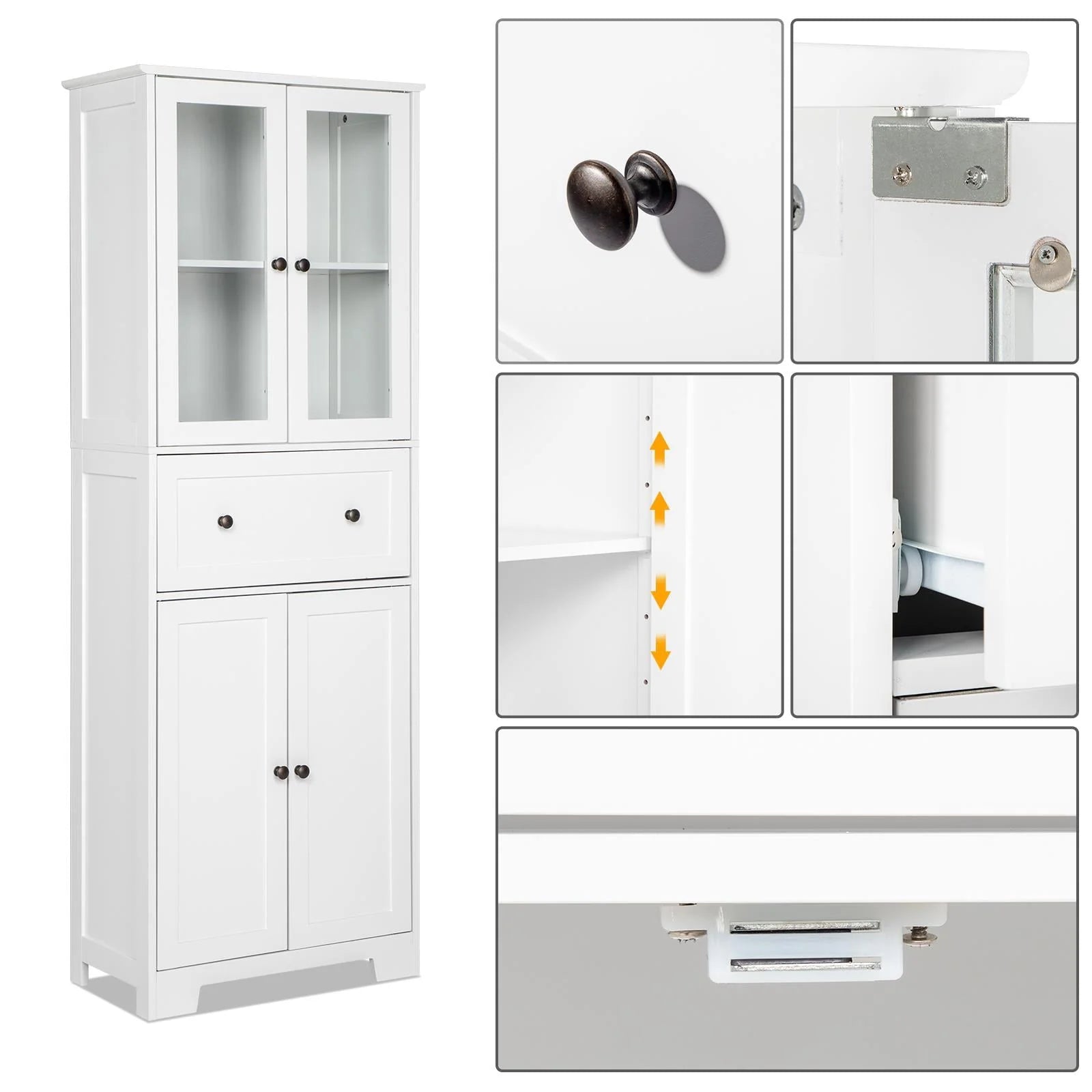 Ktaxon 64" Tall Bathroom Storage Cabinet Organizer, Freestanding Kitchen Pantry Cabinet Line Tower with 2 - Product image 9