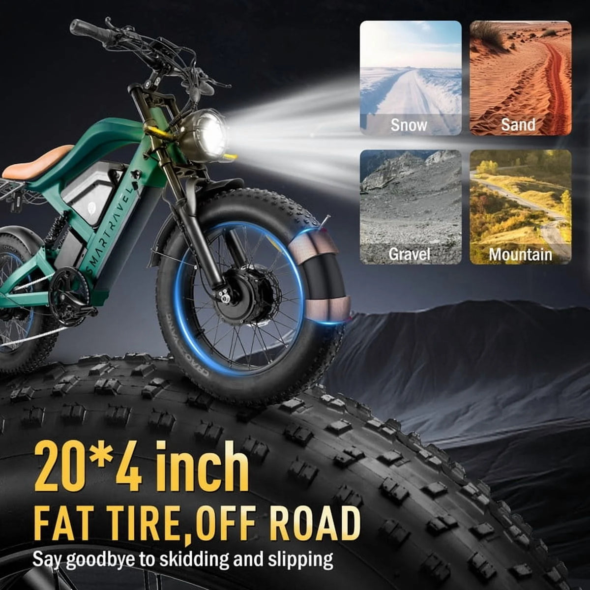 3000W(Peak) Motor 35MPH SMARTRAVEL ST202 Electric Dirt Bike for Adults, 52V50AH Dual Battery Ebike - Product image 2
