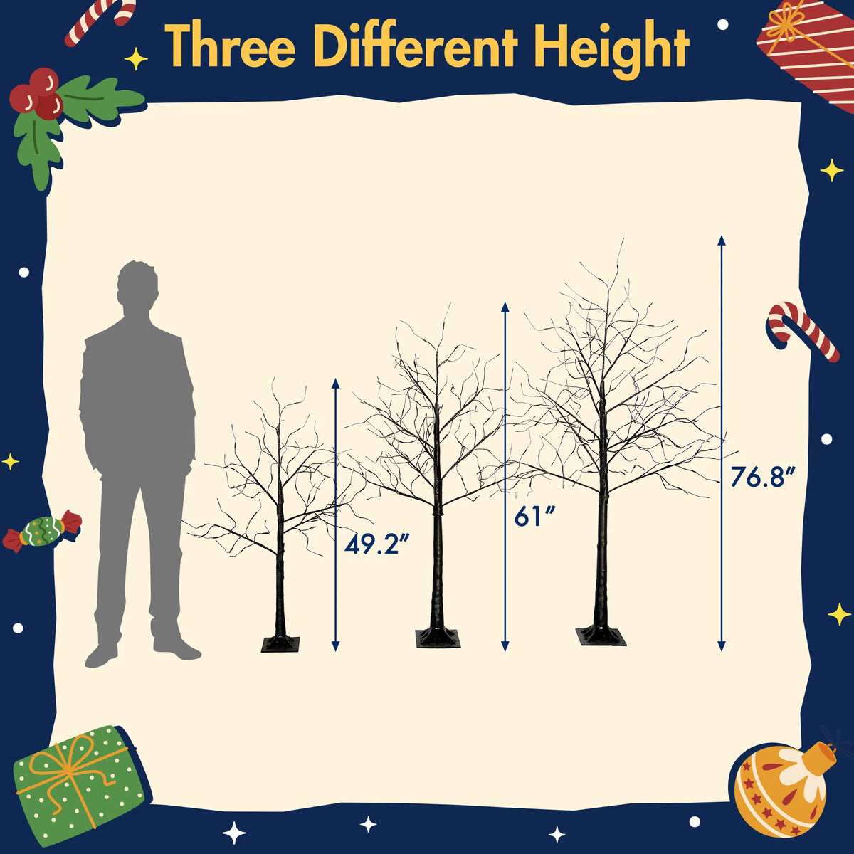AECOJOY 3 Pac Christmas Tree with Purple Lights, 4FT 5FT and 6FT, Lighted Black Tree for Halloween - Product image 5