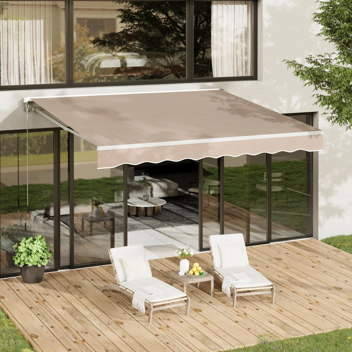 AECOJOY 20'x10' Manual Retractable Awning Sun Shade, Patio Awning Canopy - Product image 2