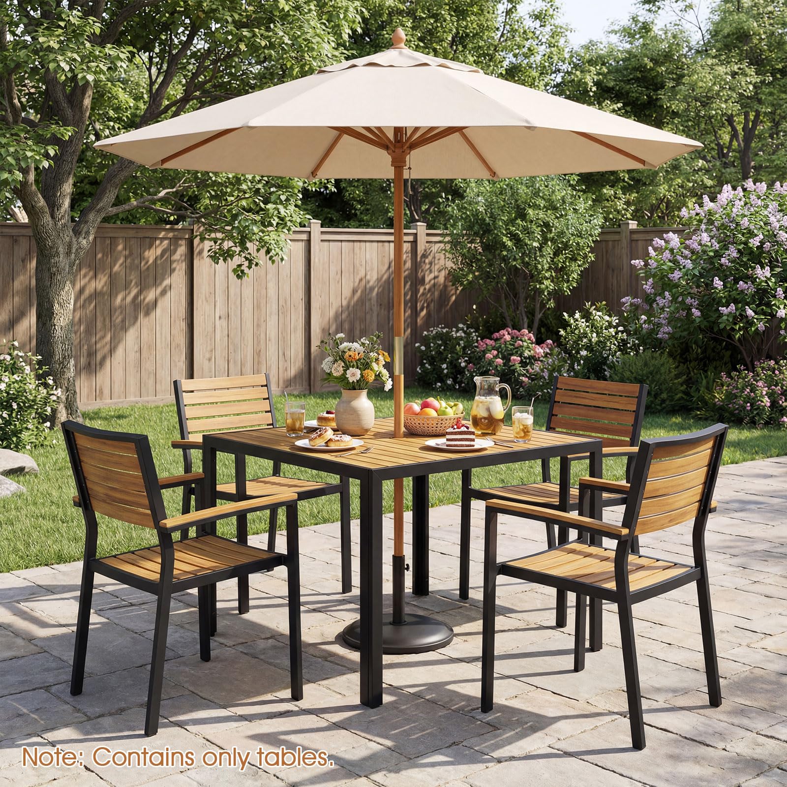 Tangkula 36" Square Acacia Wood Patio Dining Table 1.97" Umbrella Hole and Heavy Duty Metal Frame - Product image 8