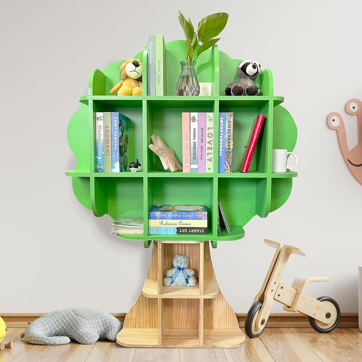 Kids Bookshelf - 5 Tier Kids Bookcase, Green Bookshelf for Children and Toddlers - Product image 1