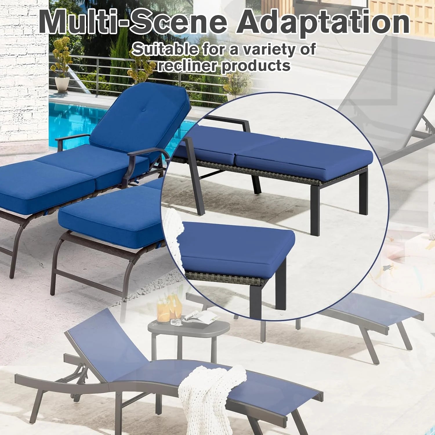 AECOJOY Chaise Lounge Cushions Outdoor Set of 2, 72x21x3 Inch Lounge Chair Cushion - Product image 8