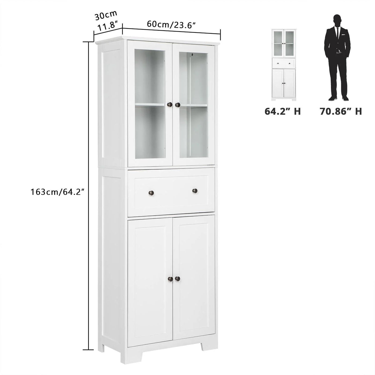 Ktaxon 64" Tall Bathroom Storage Cabinet Organizer, Freestanding Kitchen Pantry Cabinet Line Tower with 2 - Product image 7