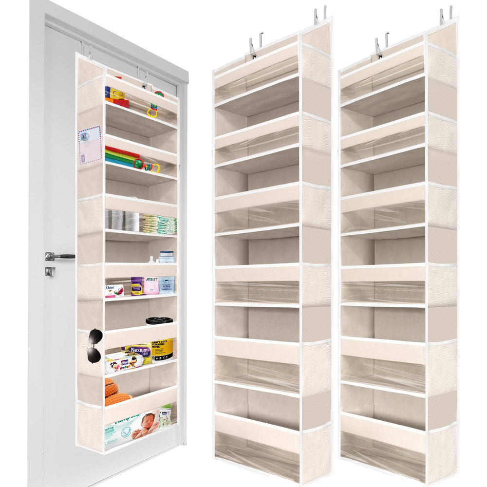 Homelux Theory Upgraded 2 PC Over The Door Organizer 55x14x6.7, 6 Large Capacity Front & 12 Side Pockets, Over Door Organizer Hanging Storage