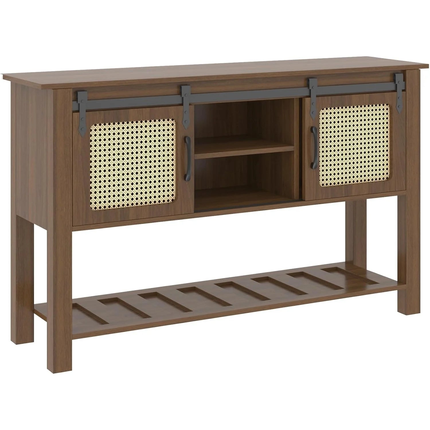 AECOJOY Buffet Cabinet, Coffee Bar Storage Cabinet, 46'' Coffee Bar Table with Rattan Sliding Barn Door - Product image 1
