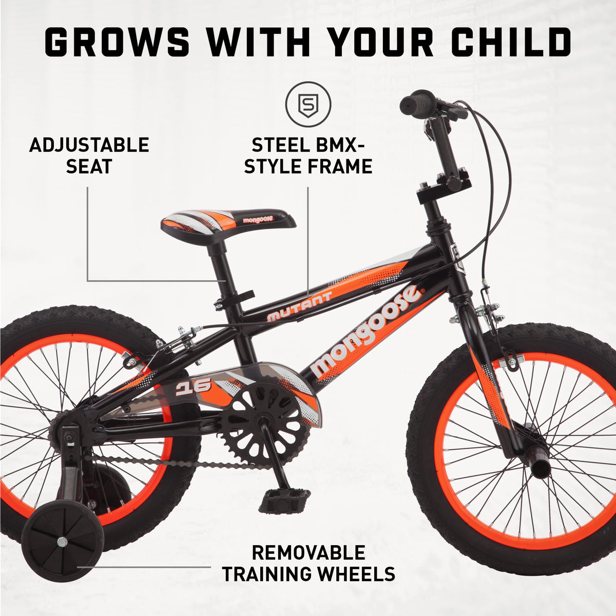 16" Mutant Kid'S BMX Bike, Ages 3 - 5, Black & Orange - Product image 4