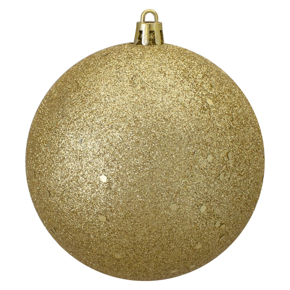 Vegas Gold Holographic Glitter Shatterproof Christmas Ball Ornament 4 inch (100mm)