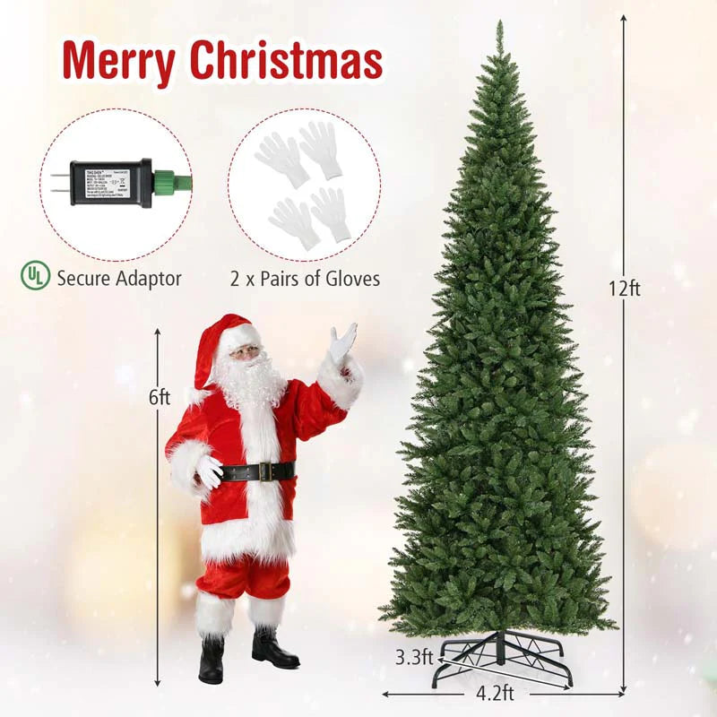12 FT Pre-Lit Artificial Christmas Tree, Tall Hinged Xmas Tree with Quick Power Connector - Product image 10