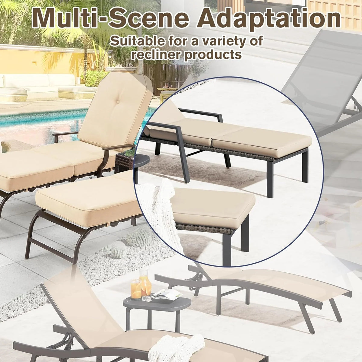 AECOJOY Chaise Lounge Cushions Outdoor Set of 2, 72x21x3 Inch Lounge Chair Cushion - Product image 16