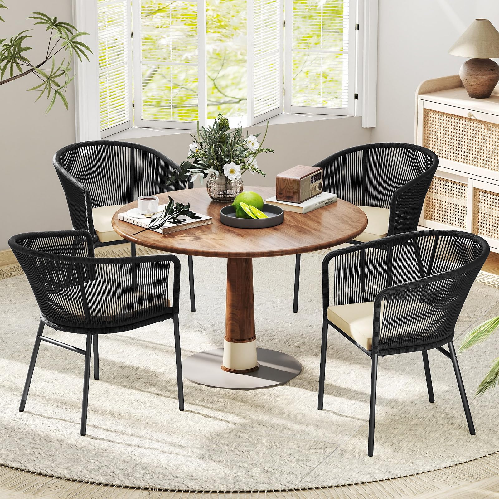 Tangkula Patio Chairs Set of 4 Upholstered Accent Chairs w/Curved Backrest - Product image 2