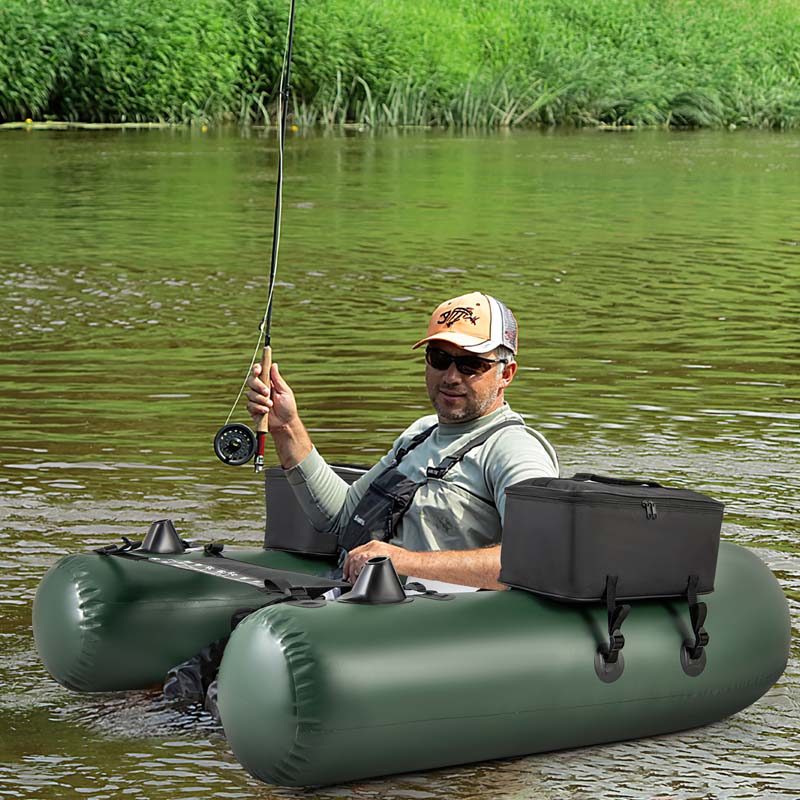 Inflatable Fishing Float Tube with 2 Large Storage Pockets, Angling Base, 20" Fish Ruler & 4 Motor Buckles - Product image 4
